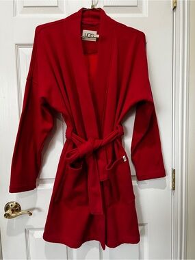 Ugg Braelyn Short Kimono Plush Fleece Robe Size Medium With Pockets Long Sleeve